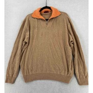 Mario Caldi Men's Virgin Wool Sweater Collared long-sleeves Brown Size 56 XXL